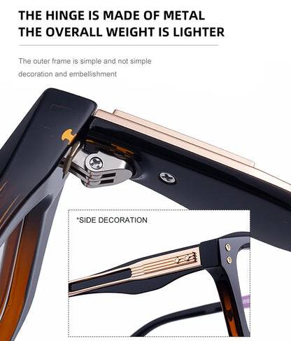 2026 New European and American Fashion Square Frame Photochromic Sunglasses for Men, Retro and Unique Outdoor Driving Sunglasses