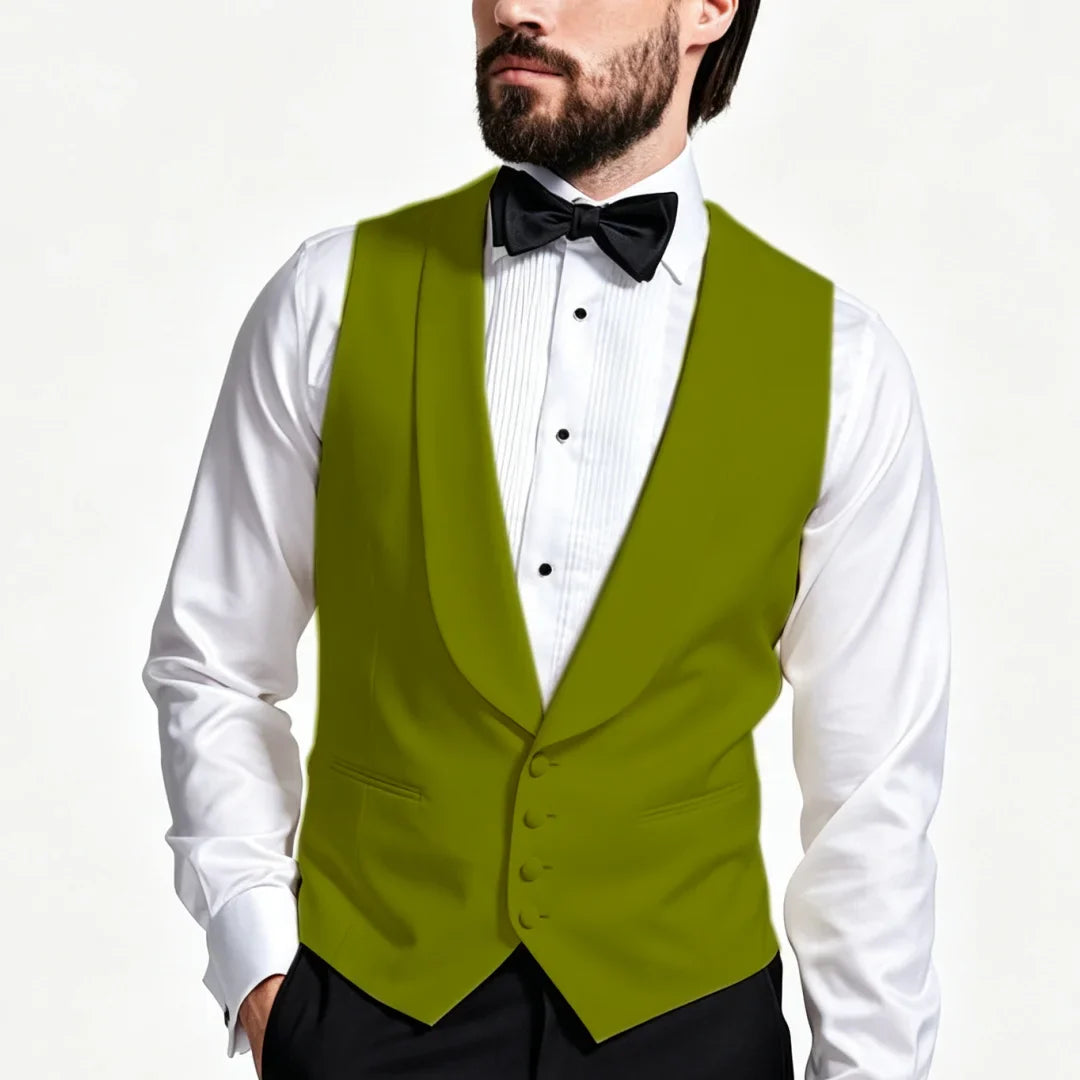 Men Vest Ivory With Lapel Single Breasted Solid Waistcoat For Wedding Banquet Business Work Office Casual Daily Men Suit Vest