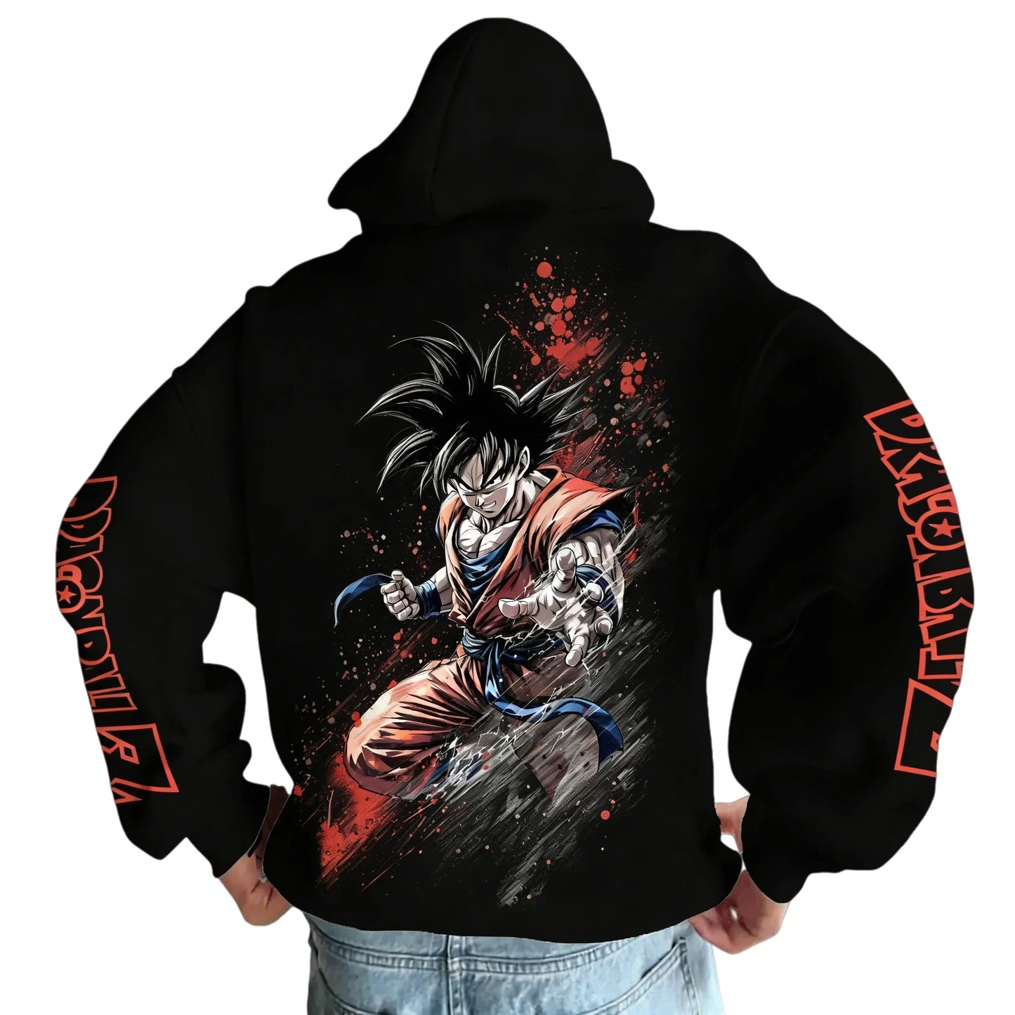 2026 Dragon Ball Retro Anime Hoodie, Son Goku Print Men's Pure Cotton Hoodie, Casual Loose Sports Daily Version Y2K Style