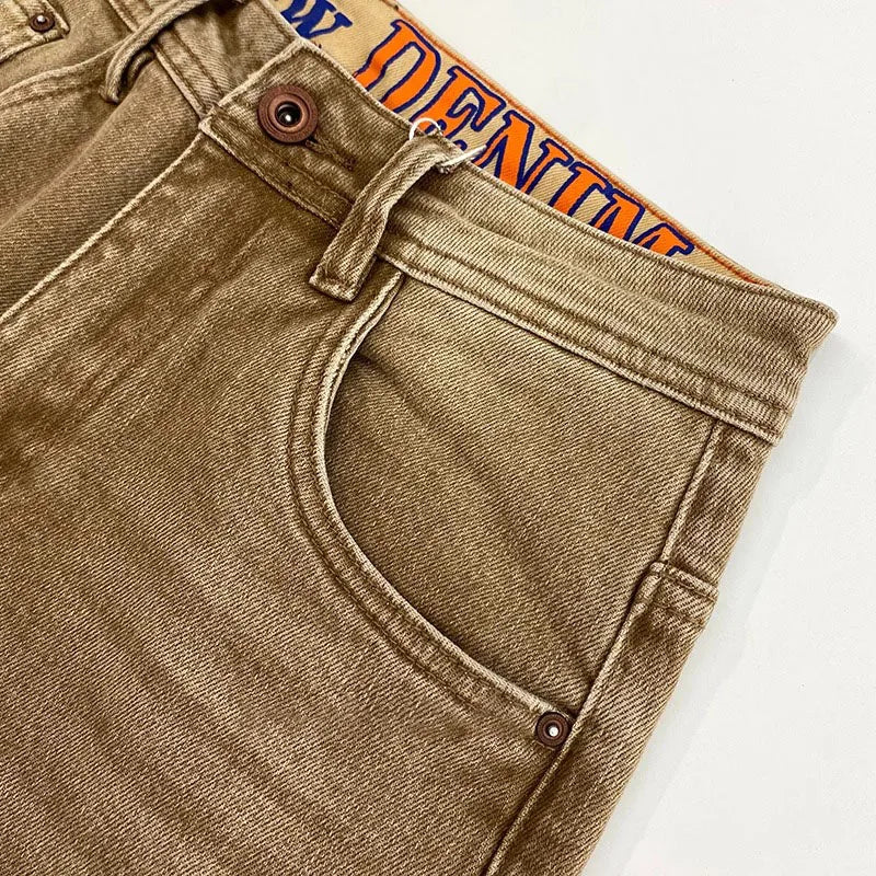 Elegant Slim Fit Men's Jeans Casual Khaki Straight Leg Elastic Fashionable City Style Summer Denim Pants Youth Wear