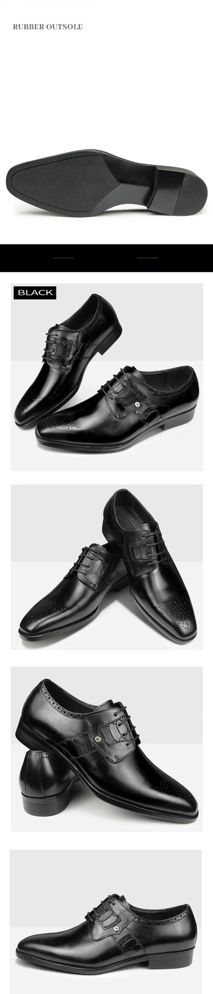 High Grade Men Derby Formal Leather Shoe Lace Up Brogue Dress Wear Male Wedding Shoe Social Office Genuine Cephalopod Shoes Gift