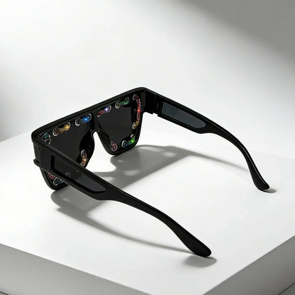 Y2K Oversized Square Sunglasses for Women Men Bling Rhinestone Decor Streewear Punk Statement Eyewear Trendy Fashion Shades
