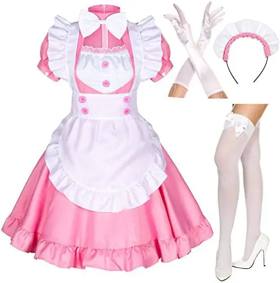 S-4XL Black White Cat Maid Outfit Cosplay Sexy Lolita Anime Cute Soft Girl Maid Uniform Appealing Set Stage Waiter Costumes