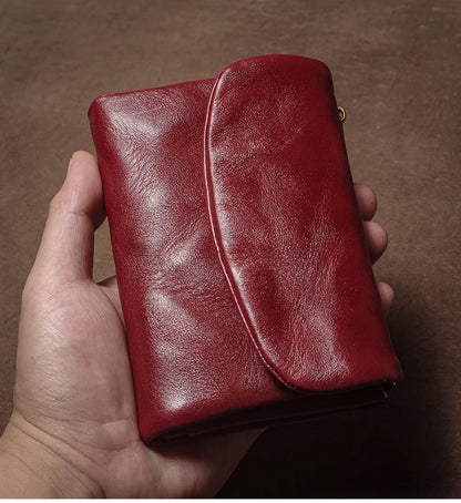 Vintage Genuine Leather Trifold Wallet for Men Women Zipper Coin Purse Driver License ID Credit Card Luxury Cowhide Wallet