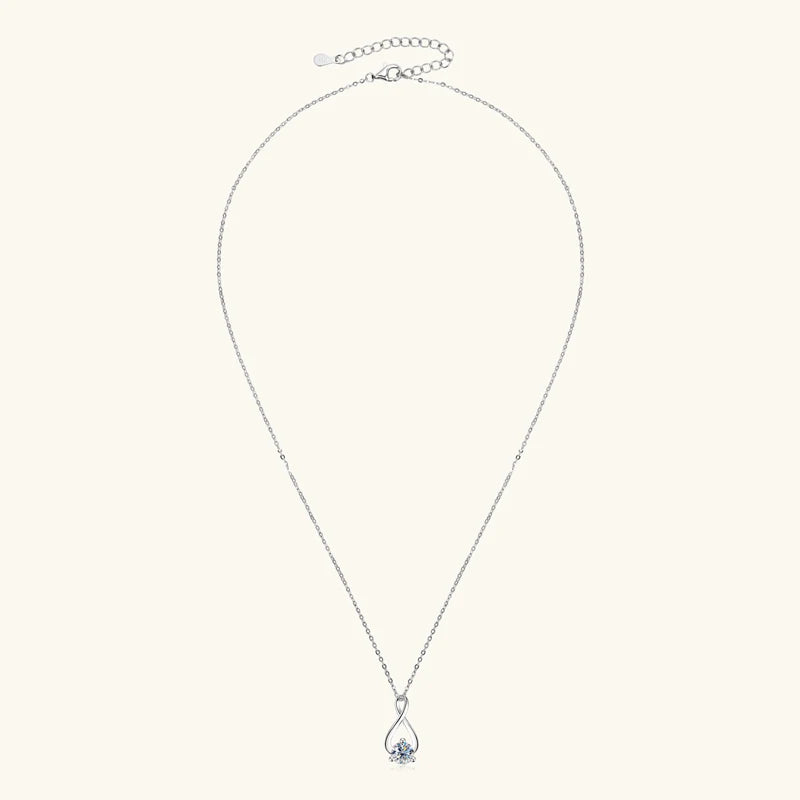 Collier Argent 925 Sterling Silver Pendant Necklace Certified 6.5mm Round Cut Moissanite Infinity Necklace for Women
