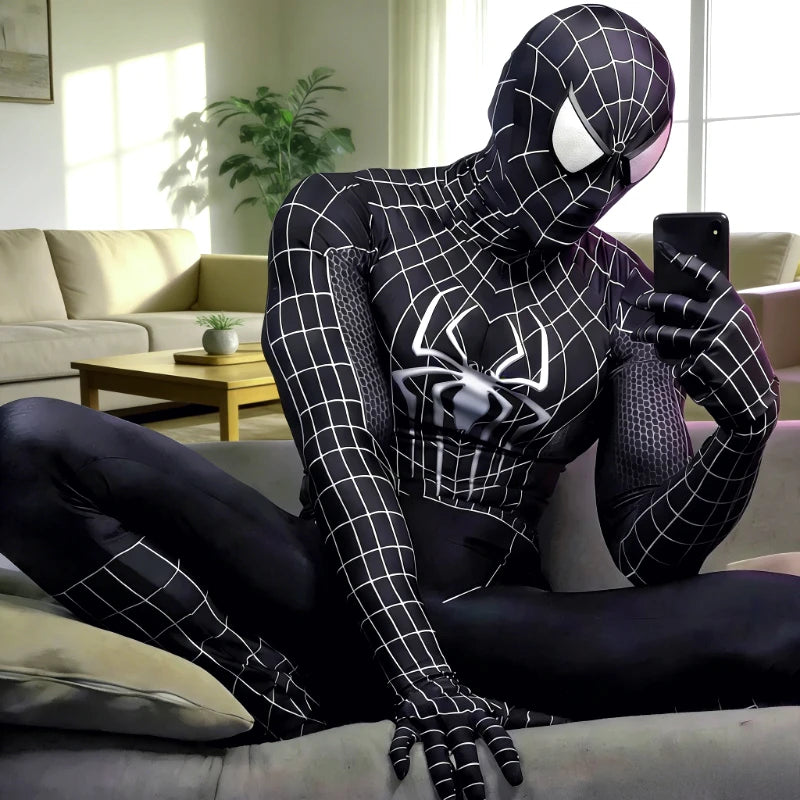 Toby Black Spider Man Costume Spider Man Cosplay Costume Black Spider Man Tight Zentai Bodysuit Carnival Superhero party suit