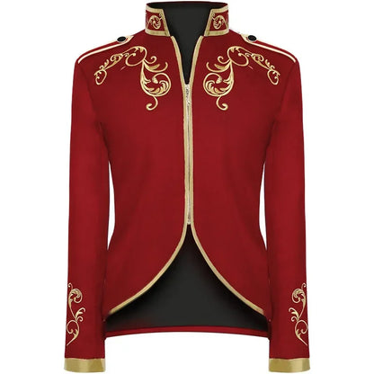 British Style Men Embroidered Flower Suit White / Blue / Red Male Wedding Dance Party Coat Singer Stage Performance Dress Blazer