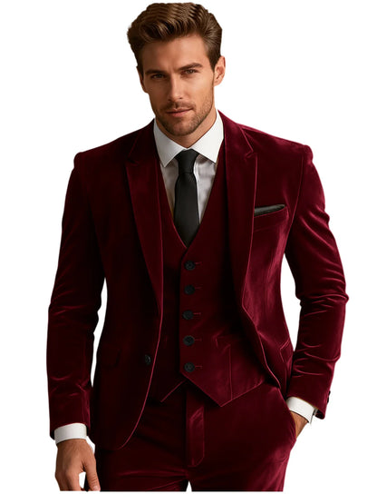 Elegant Wedding Men's Suit Business Tuxedos Formal 3 Piece Set Jacket Vest Pants Single Breasted Men Sport Coats Blazers
