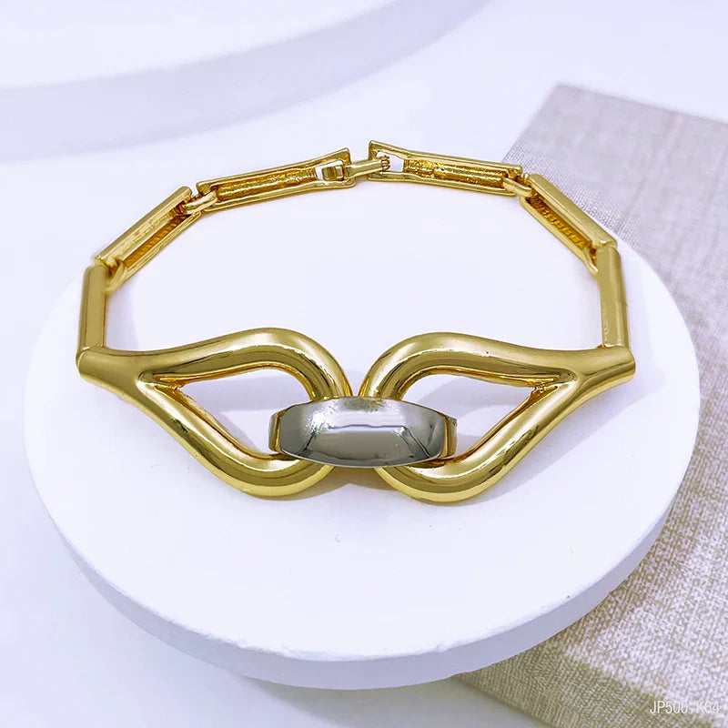 Arabic Jewelry Set For Women Charm 18k Gold Plated Full Jewelry Black And Gold Color Necklace Set Party Accessories