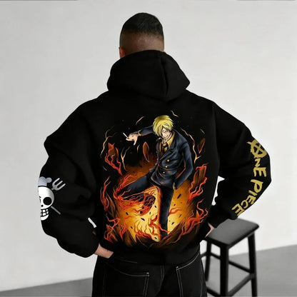 One Piece Men's Hoodie Sweatshirt Vinsmoke Sanji Japan Anime Spring Autumn and Winter Boys Long-sleeved Parent-child Outfit