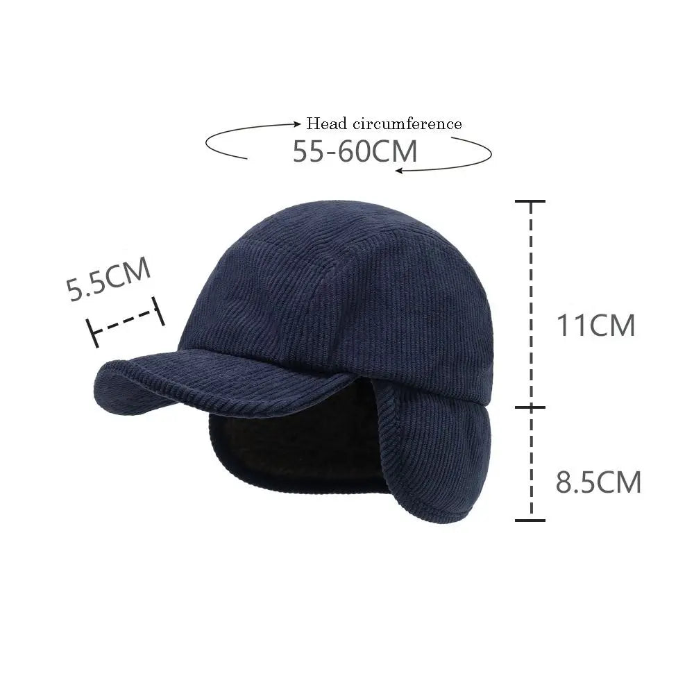 Versatile Retro Bomber Hats Fleece-Lined Warm Corduroy Caps Windproof Earflap Lei Feng Caps Autumn Winter Men Women Wear