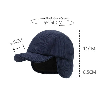 Versatile Retro Bomber Hats Fleece-Lined Warm Corduroy Caps Windproof Earflap Lei Feng Caps Autumn Winter Men Women Wear