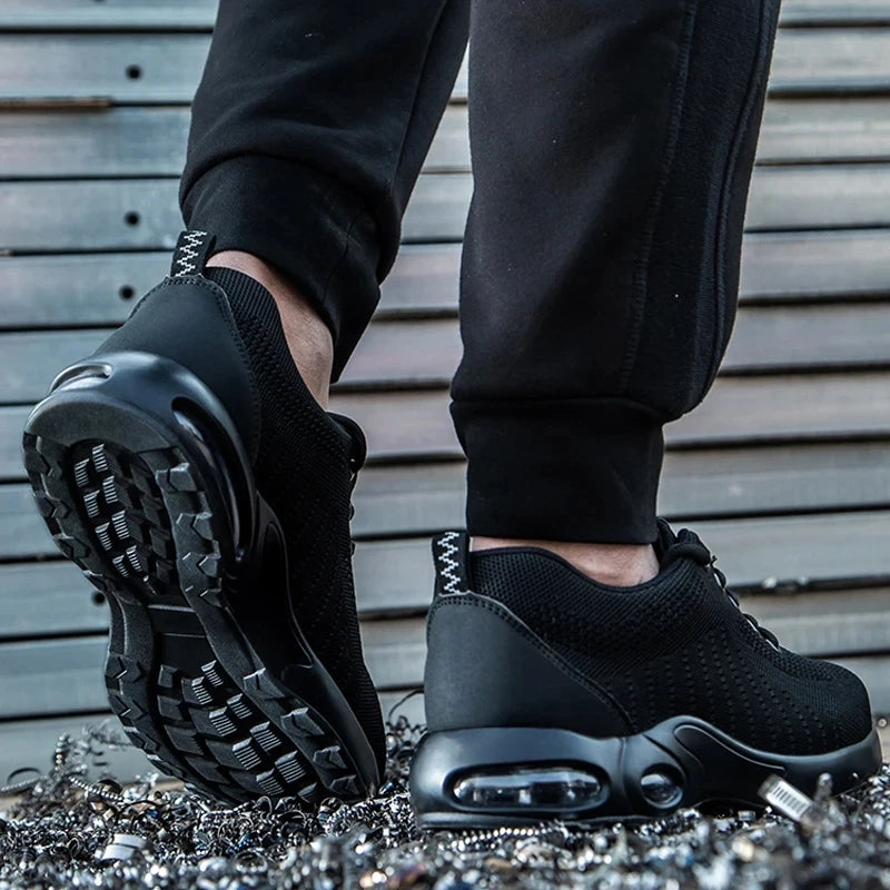 Air Cushion Work Safety Shoes For Men Women Breathable Work Sneakers Steel Toe Work Shoes Anti-puncture Safety Protective Shoes