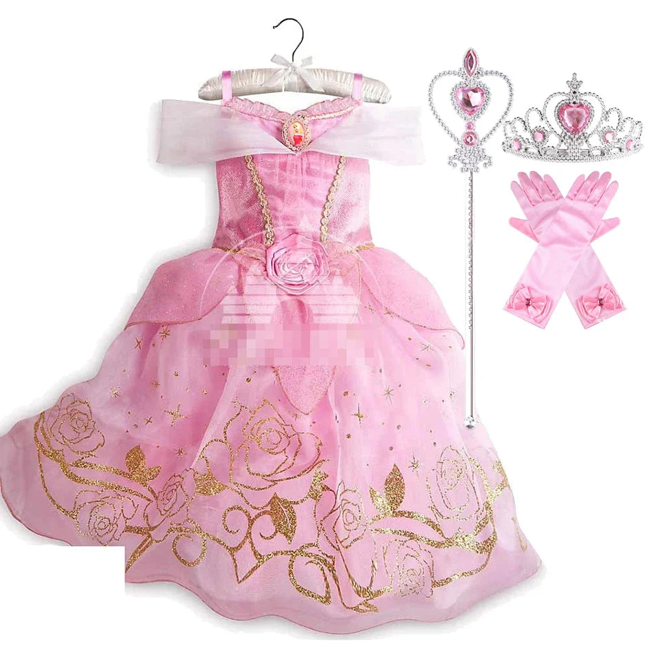 Children's Princess Dress Girls Sleeping Beauty Aurora Princess Party Dress up Halloween Costume Kids Clothing Birthday Gift