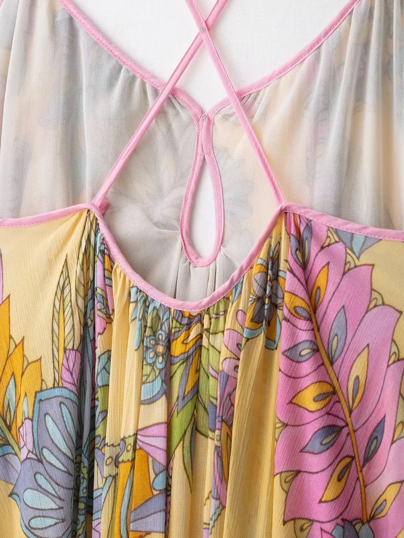 Sexy Floral Print Chiffon Print Loose Dress Women Cami Loose Beach Dress Fashion 2025 Summer Backless Female Dress