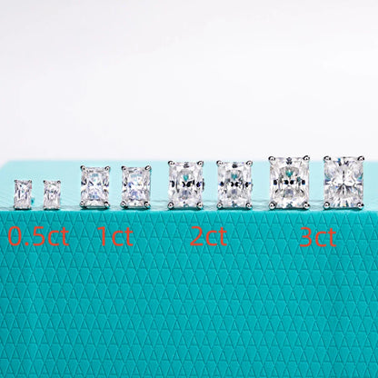 1cttw-6cttw Radiant Moissanites Earrings 925 Sterling Silver D Color VVS1 Moissanite Classic Stud Earrings for Woman