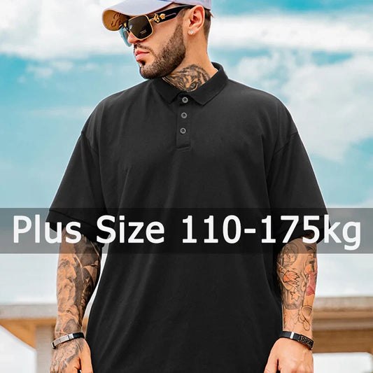 Polo Shirts Men Plus Size 1XL-7XL 110-175kg Short Sleeve T Shirt Loose Polos Oversized Tops Big Size Men Clothing 티셔츠 남성 T シャツ