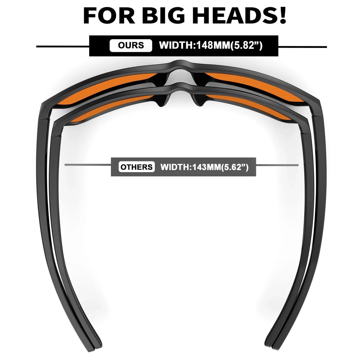 XL Z87 Safety Sport Sunglasses Men Big Wide Heads Large TR90 Ultralight UV400 Oversized Shades Outdoor 8108