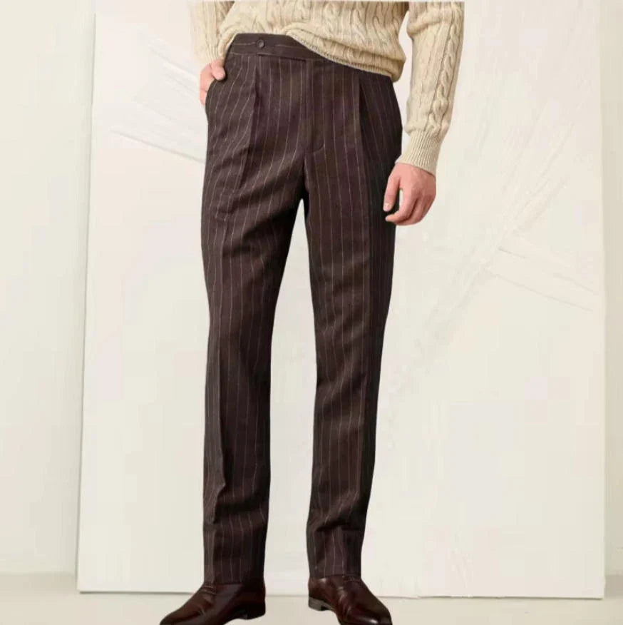 New Men's Pants Suit Haute Couture Trousers Grey Striped Slim Fit Business Formal Casual Suit Groom's Dress Pants Office Banquet
