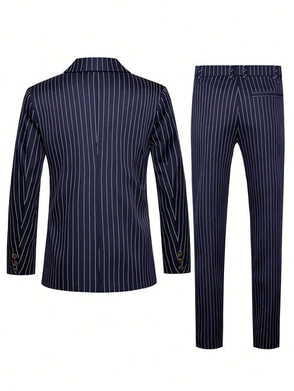 Men's Suit Sets Men's Striped Suits Dress Pants for Business Dinners and Weddings