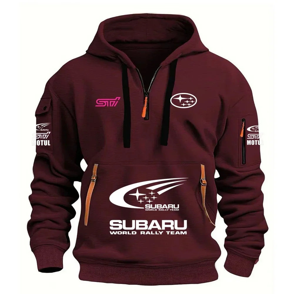 2026 New SUBARU STI Racing Series Men's Sports Hoodie with Kangaroo Pocket and Warm Fleece