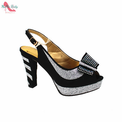 2025 Red Elegant Style Italian Women Shoes Matching Hand Bag Set  Slingbacks Sandals with Platform for Party