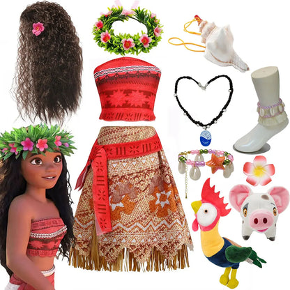 NEW Moana Episode 2 Movie Costume Princess Vaiana Role Play Dress Girls Carnival Outfit Toddler Polynesian Beach Dress