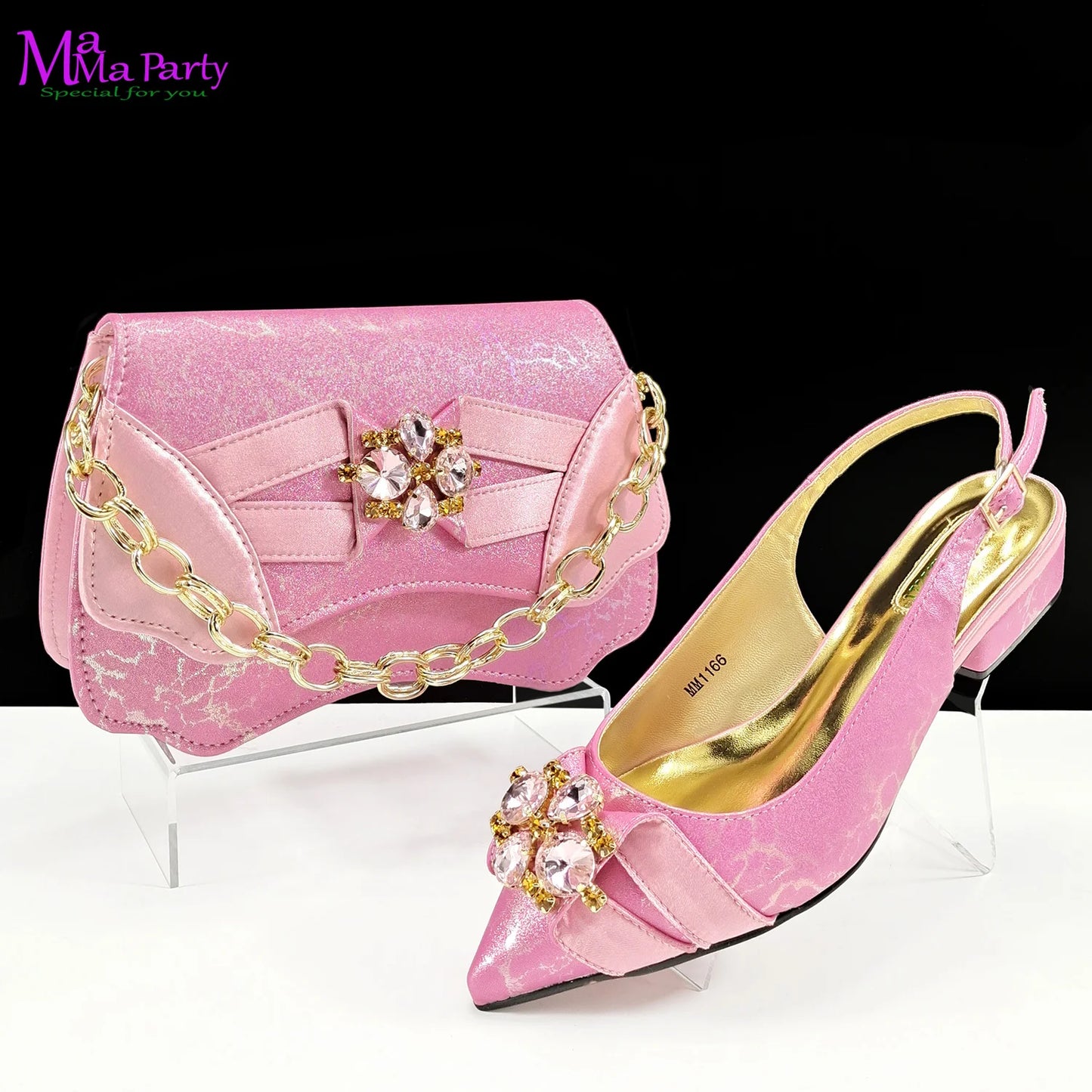 Pink Color Summer Little Red Book Hot Italian Women Mature Style Shoes Matching  Bag Set in for Garden Party