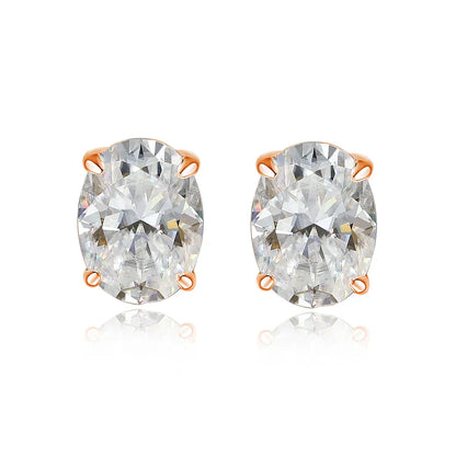 Oval Cut Moissanite Stud Earrings for Women 1-4 Carat D VVS1 GRA Certified Lab Gemstone 925 Sterling Silver 18k Earring