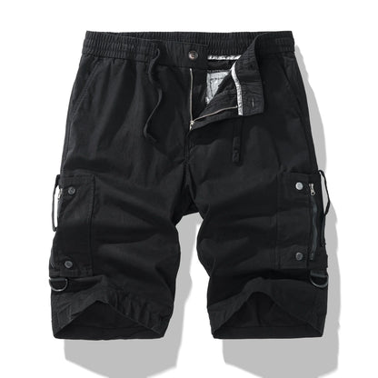 Mid Length Breathable Straight Leg 5 Inch Street Short Men's Summer Thin Washed Cotton Cargo Shorts Loose Casual Trend Sports