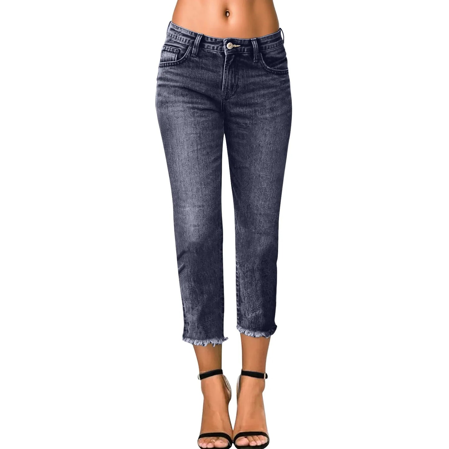 Ladies' Fashionable Slim Fitting Ripped Trendy Jeans Summer Streetwear Casual Distressed Stretchy Denim Pants