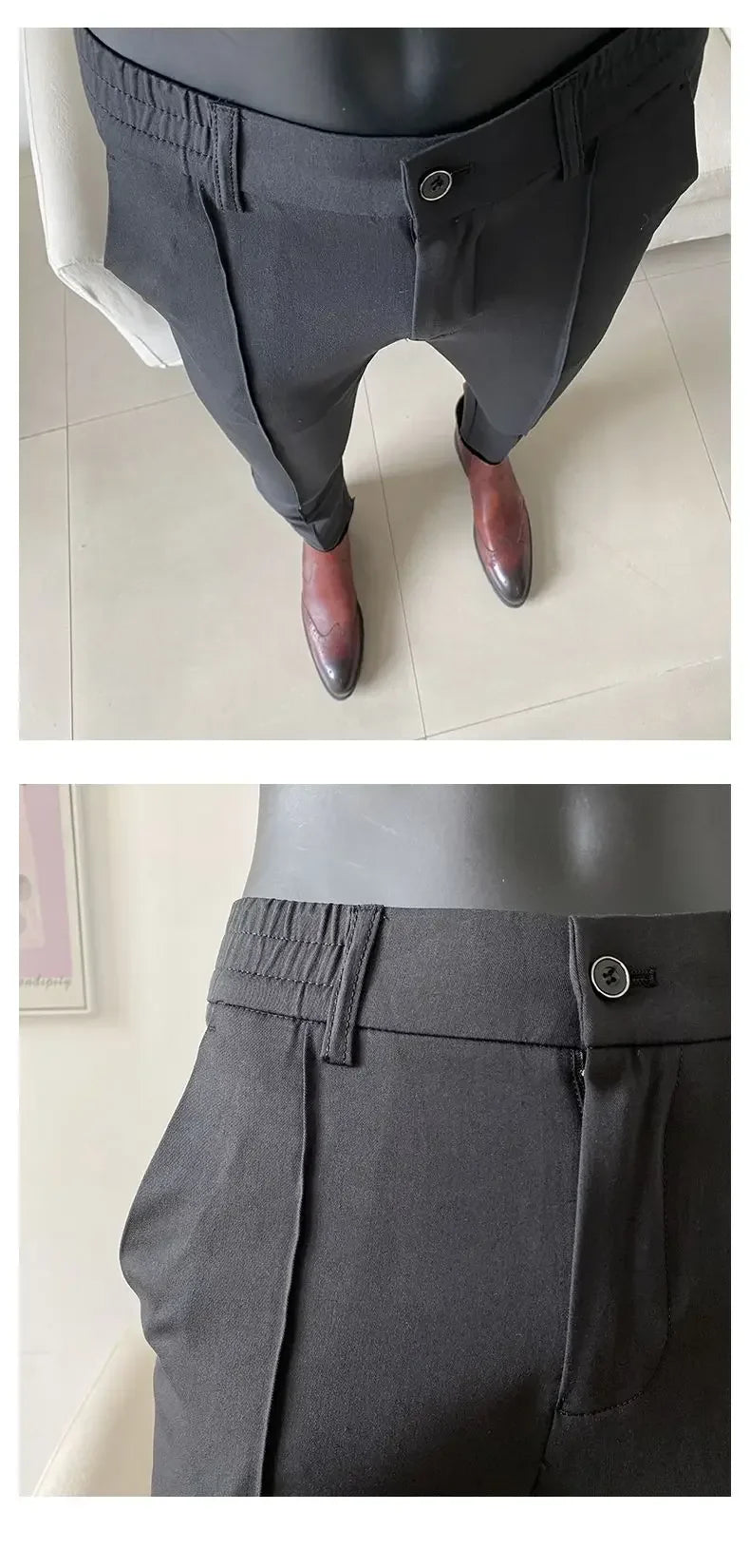 Summer New Light Thin Solid Color Suit Pants High Quality Slim Fit Stretch Trousers Men's Formal Business Social Dress Pants