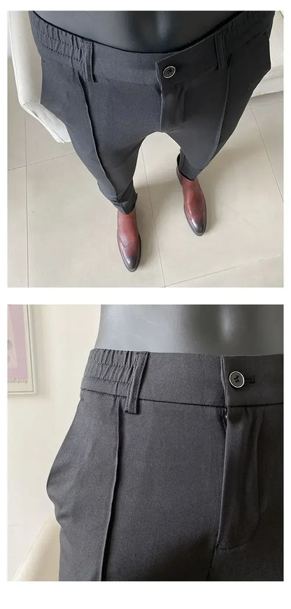 Summer New Light Thin Solid Color Suit Pants High Quality Slim Fit Stretch Trousers Men's Formal Business Social Dress Pants