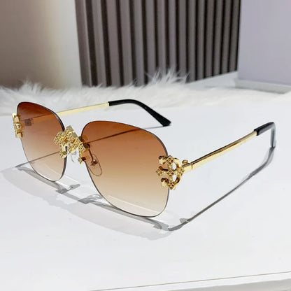 2025 New Frameless Sunglasses Women Men High-end Fashion Sunscreen Ladies Square Sun Glasses Alloy Legs Gafas De Sol UV400