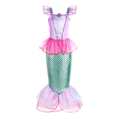 Mermaid Dress Girls Kids Cosplay Dresses Princess Costume Perform Clothes Birthday Party Halloween Clothing