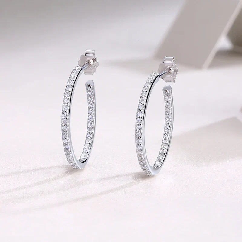 0.7cttw Certified Moissanite Hoop Earrings for Women Sparkling 925 Sterling Silver Ear Jewelry Wedding Gift Wholesale