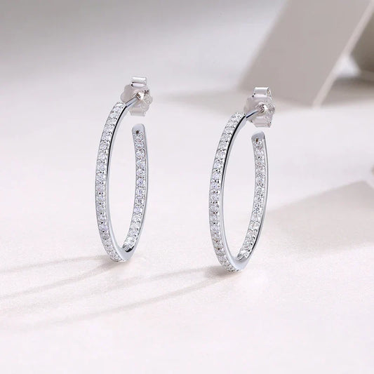 0.7cttw Certified Moissanite Hoop Earrings for Women Sparkling 925 Sterling Silver Ear Jewelry Wedding Gift Wholesale