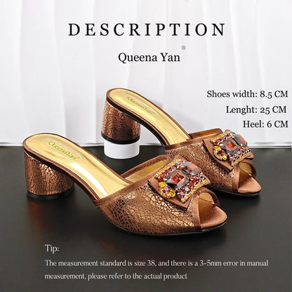 2026 New Fashion Shoes Italian Design Comfortable Women's Shoes with Diamond Oval Bag Women's High Heels for Party