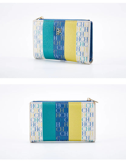 Women's Wallet CHCH Fashion Letter Cartoon Pattern Classic Retro Long Storage Wallet PVC Material Bag