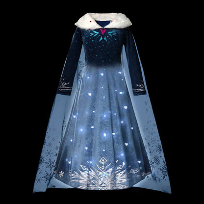 Children LED Light Up Dress Girls Kids Purple Green Cosplay Costume Carnival Birthday Party Clothes Halloween Costume Prom Gown