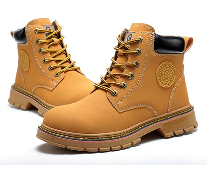 high-top Work Boots For Men Anti-smash Anti-puncture Work Shoes with Steel Toe leather safety shoes men for work waterproof shoe