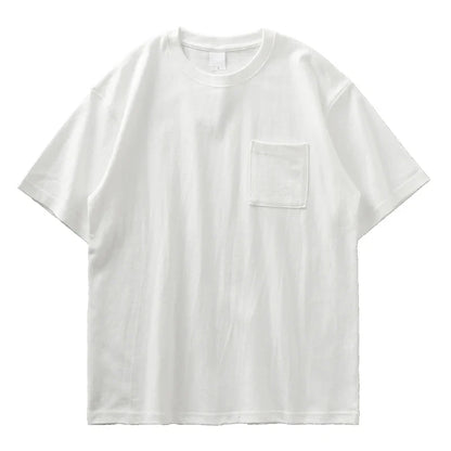 320gsm Heavy Short-Sleeved T-Shirt Men's Summer Vintage Half-Sleeve Pure Cotton Tees White Tops for Unisex