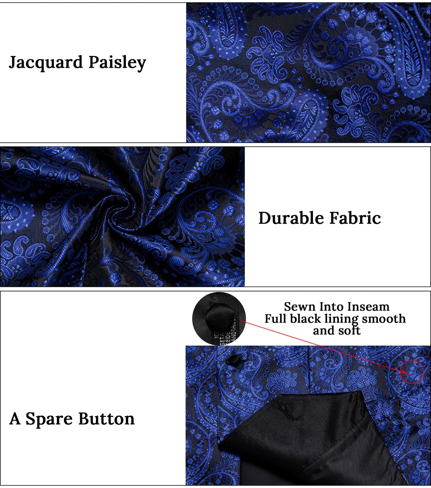 Retro Paisley Floral Full Set with Bowtie Pocket Square and Cufflinks Banquet Essential
