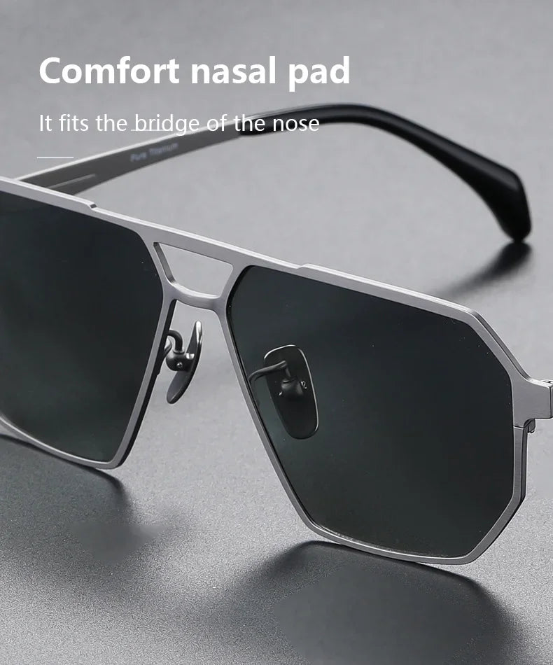 2026 New Fashion Pure Titanium Frame Polarized Sunglasses Men Luxury Glasse Frame  Retro Square
