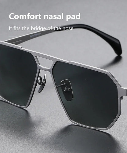 2026 New Fashion Pure Titanium Frame Polarized Sunglasses Men Luxury Glasse Frame  Retro Square