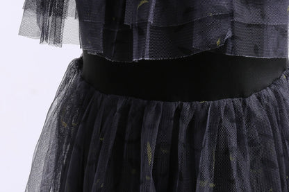 Wednesday Cosplay For Girls Costume Movie Addams Dresses for Girl Kids Mesh Party Dresses Halloween Carnival Costumes 4-12Yrs