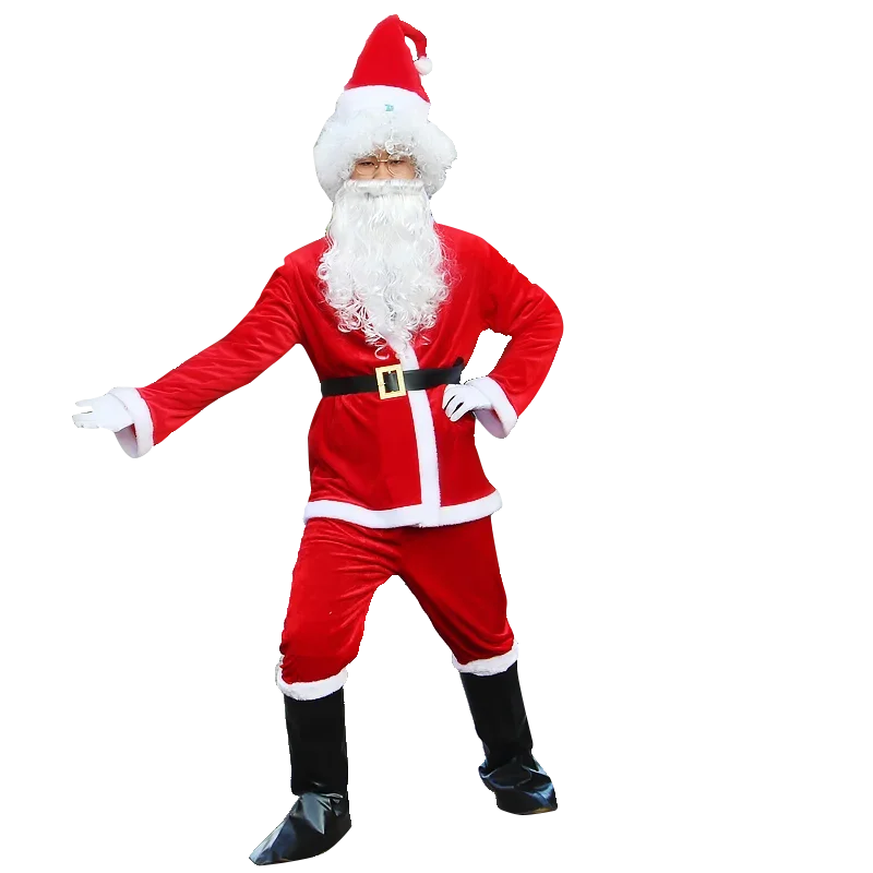 High Quality Christmas Santa Claus Clothes New Year Eve Christmas Cosplay Costume Suit For Adults Family Party Dress Up