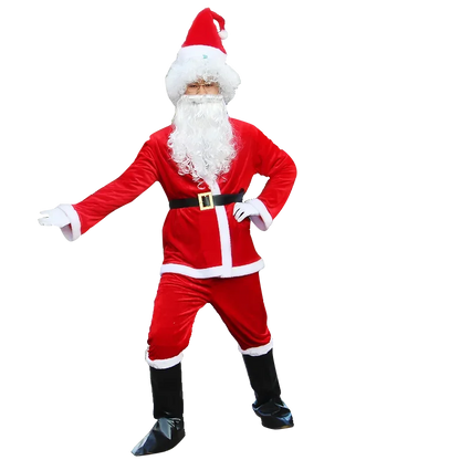 High Quality Christmas Santa Claus Clothes New Year Eve Christmas Cosplay Costume Suit For Adults Family Party Dress Up