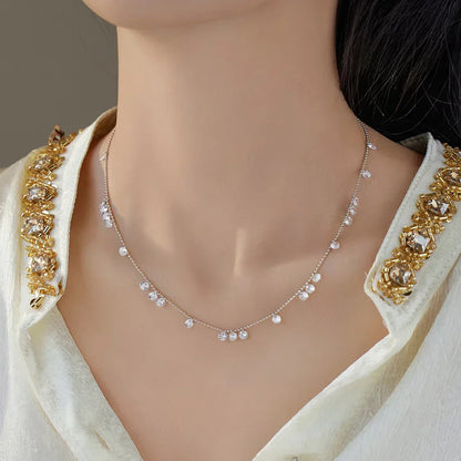 100% S925 Silver High Carbon Diamond Bead Bracelets Necklace Sparkling Zircon Hand Chain for Women Party Fine Jewelry Gift