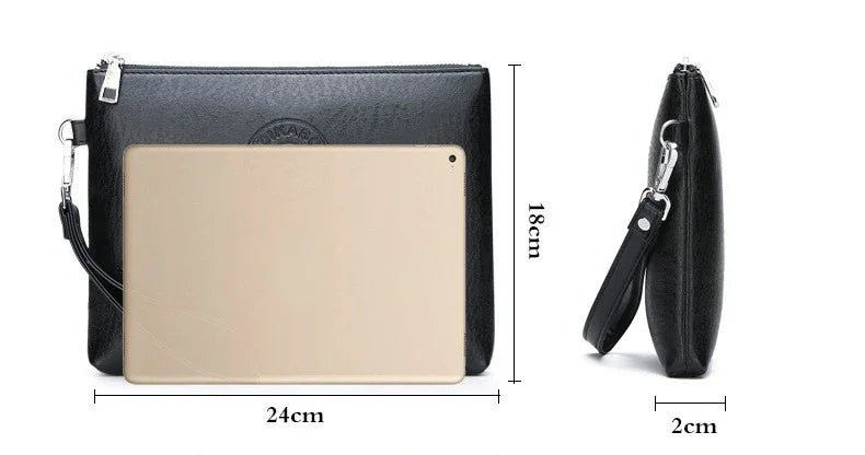 Nouvelle Pochette pour Homme Style Business Grand Portefeuille en Cuir PU Souple Homme avec Dragonne Sac Élégant Décontracté et Tendance Sac à Main Pochette Homme